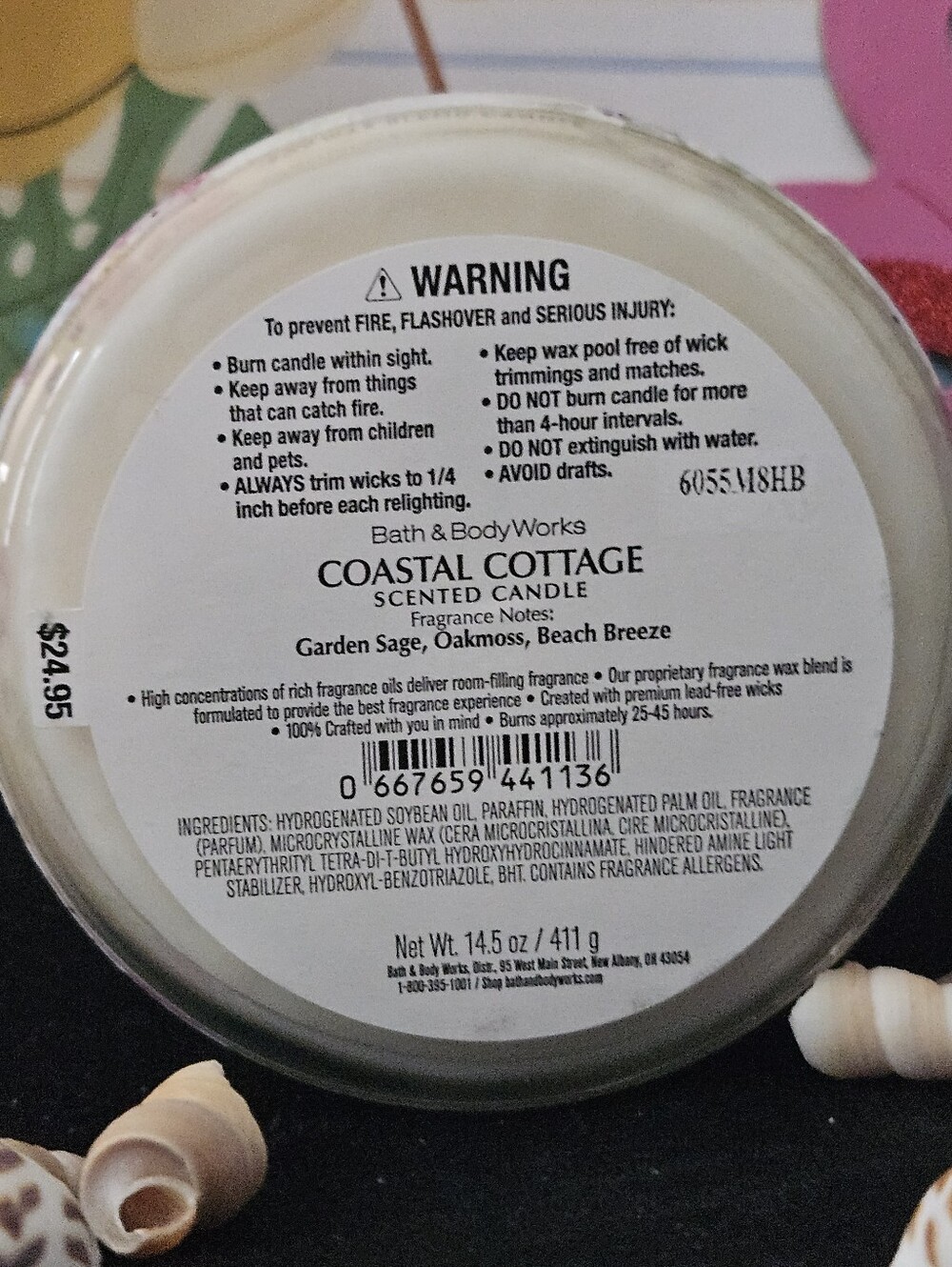 NWT Bath & Body Works Coastal Cottage 3-wick Candle - Blue, White - Picture 5 of 5